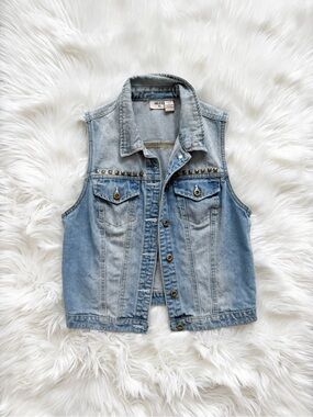 Mudd Light Blue Denim Studded Vest